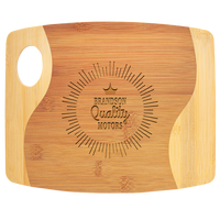 Bamboo Two Tone Cutting Board with Handle  9" x 11"