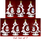 2 Layer Hand Painted Snowman Ornament Set of 7