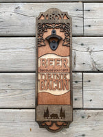 Personalized Bottle Opener with Incorporated Cap Tray - Design 3